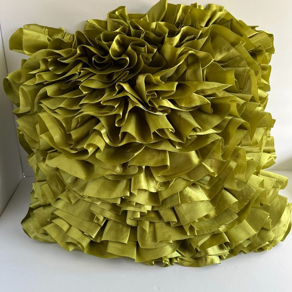 Green Ruffle Accent Pillow